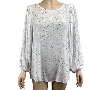 Mittoshop Womens Polka Dot Blouse Size Large Top Flounce Long SLeeve
